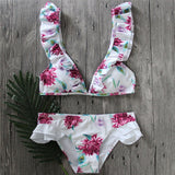 brazilian Women Swimsuit Ruffle Shoulder Bikini Set