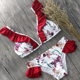 brazilian Women Swimsuit Ruffle Shoulder Bikini Set
