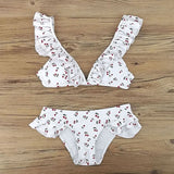 brazilian Women Swimsuit Ruffle Shoulder Bikini Set