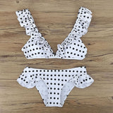 brazilian Women Swimsuit Ruffle Shoulder Bikini Set