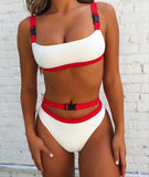 2019 Sexy White/Red High Cut Out Biquini