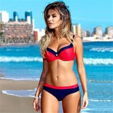 Large Size bikini 2019 mujer Women Push up Swimsuits Striped Patchwork Bikini set Sexy Swimwear