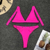 Neon Adjustable Bikini 2019 Sexy Thong Swimsuits For Woman Push Up Swimming Suit