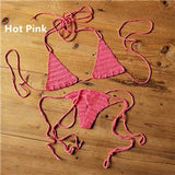 Cotton 13 Color Hand Crochet Micro Swimwear Women's Extreme Mini Sexy Bikini Set Sunbathing Bikini
