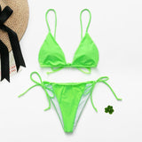 Bikini Neon green bikini thong biquini High cut swimwear women swim Sexy