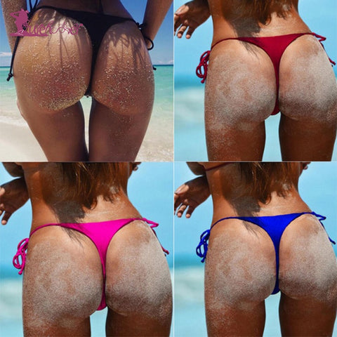 Lurehooker Sexy Solid thong Bikini Low waist Thong Bikini Women Brazil Halter Swimwear