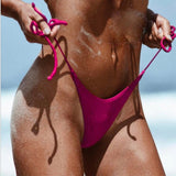Lurehooker Sexy Solid thong Bikini Low waist Thong Bikini Women Brazil Halter Swimwear