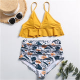 New 2019 high waist bikini hot sell triangle swimsuits women bikini set